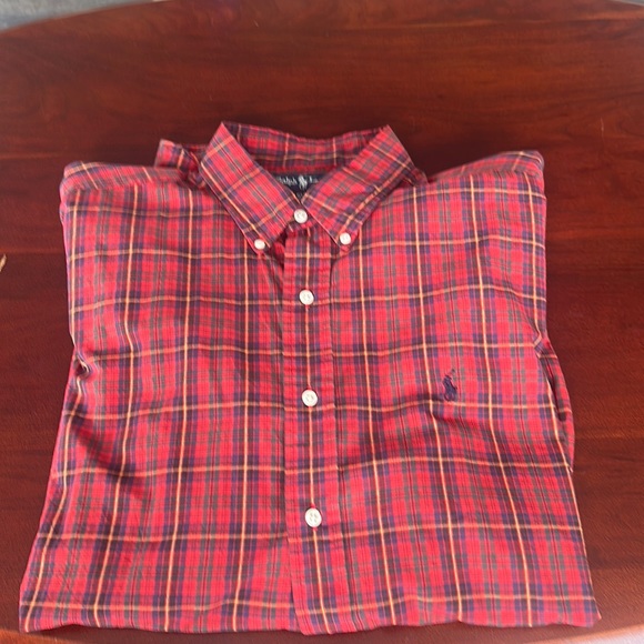 Ralph Lauren Red Plaid Shirt Cotton Long sleeve XL - Picture 1 of 4